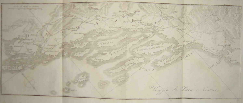 VALLARDI, PIETRO AND GIUSEPPE: A MAP EXHIBITING THE ROUTE BETWEEN ZADAR AND KOTOR